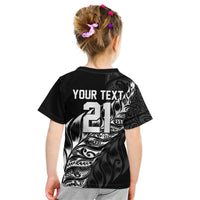 New Zealand Lawn Bowls Custom Kid T Shirt Black Maori Warrior Tribal Silver Fern LT9 - Polynesian Pride