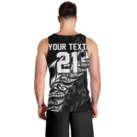 New Zealand Lawn Bowls Custom Men Tank Top Black Maori Warrior Tribal Silver Fern - Polynesian Pride