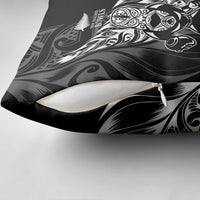 New Zealand Lawn Bowls Pillow Cover Black Maori Warrior Tribal Silver Fern - Polynesian Pride