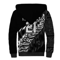 New Zealand Lawn Bowls Custom Sherpa Hoodie Black Maori Warrior Tribal Silver Fern - Polynesian Pride