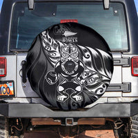 New Zealand Lawn Bowls Spare Tire Cover Black Maori Warrior Tribal Silver Fern - Polynesian Pride
