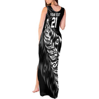 New Zealand Lawn Bowls Custom Tank Maxi Dress Black Maori Warrior Tribal Silver Fern - Polynesian Pride