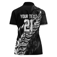 New Zealand Lawn Bowls Custom Women Polo Shirt Black Maori Warrior Tribal Silver Fern LT9 - Polynesian Pride