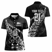 New Zealand Lawn Bowls Custom Women Polo Shirt Black Maori Warrior Tribal Silver Fern LT9 - Polynesian Pride