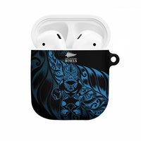 New Zealand Lawn Bowls AirPods Case Blue Maori Warrior Tribal Silver Fern LT9 Blue - Polynesian Pride