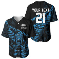 New Zealand Lawn Bowls Custom Baseball Jersey Blue Maori Warrior Tribal Silver Fern LT9 - Polynesian Pride