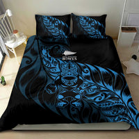 New Zealand Lawn Bowls Bedding Set Blue Maori Warrior Tribal Silver Fern - Polynesian Pride