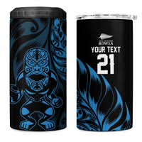 New Zealand Lawn Bowls Custom 4 in 1 Can Cooler Tumbler Blue Maori Warrior Tribal Silver Fern - Polynesian Pride