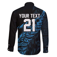 New Zealand Lawn Bowls Custom Family Matching Long Sleeve Bodycon Dress and Hawaiian Shirt Blue Maori Warrior Tribal Silver Fern - Polynesian Pride