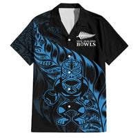 New Zealand Lawn Bowls Custom Family Matching Mermaid Dress and Hawaiian Shirt Blue Maori Warrior Tribal Silver Fern LT9 Dad's Shirt - Short Sleeve Blue - Polynesian Pride