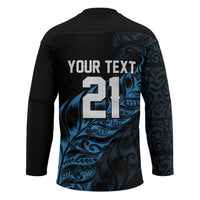 New Zealand Lawn Bowls Custom Hockey Jersey Blue Maori Warrior Tribal Silver Fern LT9 - Polynesian Pride