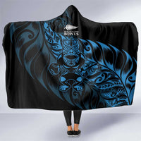 New Zealand Lawn Bowls Hooded Blanket Blue Maori Warrior Tribal Silver Fern - Polynesian Pride