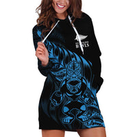 New Zealand Lawn Bowls Custom Hoodie Dress Blue Maori Warrior Tribal Silver Fern - Polynesian Pride