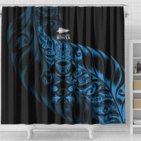 New Zealand Lawn Bowls Shower Curtain Blue Maori Warrior Tribal Silver Fern - Polynesian Pride