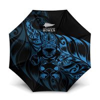 New Zealand Lawn Bowls Umbrella Blue Maori Warrior Tribal Silver Fern - Polynesian Pride