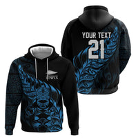 New Zealand Lawn Bowls Custom Zip Hoodie Blue Maori Warrior Tribal Silver Fern - Polynesian Pride