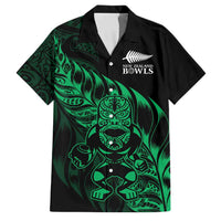 New Zealand Lawn Bowls Custom Family Matching Off The Shoulder Long Sleeve Dress and Hawaiian Shirt Green Maori Warrior Tribal Silver Fern LT9 Dad's Shirt - Short Sleeve Green - Polynesian Pride