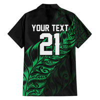 New Zealand Lawn Bowls Custom Family Matching Off Shoulder Short Dress and Hawaiian Shirt Green Maori Warrior Tribal Silver Fern LT9 - Polynesian Pride