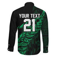 New Zealand Lawn Bowls Custom Family Matching Off Shoulder Short Dress and Hawaiian Shirt Green Maori Warrior Tribal Silver Fern LT9 - Polynesian Pride