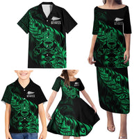 New Zealand Lawn Bowls Custom Family Matching Puletasi and Hawaiian Shirt Green Maori Warrior Tribal Silver Fern LT9 - Polynesian Pride