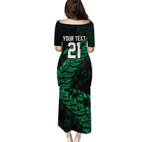 New Zealand Lawn Bowls Custom Family Matching Puletasi and Hawaiian Shirt Green Maori Warrior Tribal Silver Fern LT9 - Polynesian Pride