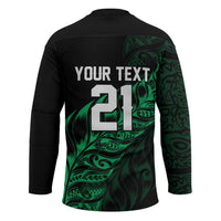 New Zealand Lawn Bowls Custom Hockey Jersey Green Maori Warrior Tribal Silver Fern - Polynesian Pride