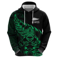 New Zealand Lawn Bowls Custom Hoodie Green Maori Warrior Tribal Silver Fern - Polynesian Pride