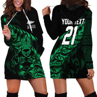 New Zealand Lawn Bowls Custom Hoodie Dress Green Maori Warrior Tribal Silver Fern - Polynesian Pride