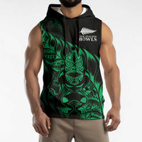 New Zealand Lawn Bowls Custom Sleeveless Hoodie Green Maori Warrior Tribal Silver Fern - Polynesian Pride