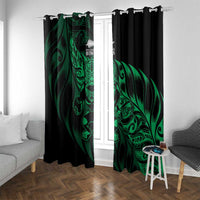 New Zealand Lawn Bowls Window Curtain Green Maori Warrior Tribal Silver Fern - Polynesian Pride