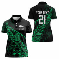 New Zealand Lawn Bowls Custom Women Polo Shirt Green Maori Warrior Tribal Silver Fern LT9 - Polynesian Pride