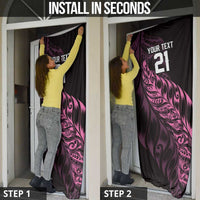 New Zealand Lawn Bowls Custom Door Cover Pink Maori Warrior Tribal Silver Fern - Polynesian Pride