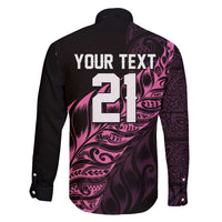 New Zealand Lawn Bowls Custom Family Matching Long Sleeve Bodycon Dress and Hawaiian Shirt Pink Maori Warrior Tribal Silver Fern - Polynesian Pride