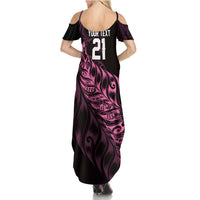 New Zealand Lawn Bowls Custom Family Matching Summer Maxi Dress and Hawaiian Shirt Pink Maori Warrior Tribal Silver Fern LT9 - Polynesian Pride