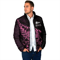 New Zealand Lawn Bowls Custom Padded Jacket Pink Maori Warrior Tribal Silver Fern - Polynesian Pride