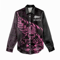New Zealand Lawn Bowls Custom Women Casual Shirt Pink Maori Warrior Tribal Silver Fern - Polynesian Pride