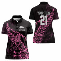 New Zealand Lawn Bowls Custom Women Polo Shirt Pink Maori Warrior Tribal Silver Fern LT9 - Polynesian Pride