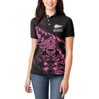 New Zealand Lawn Bowls Custom Women Polo Shirt Pink Maori Warrior Tribal Silver Fern LT9 - Polynesian Pride