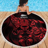 New Zealand Lawn Bowls Beach Blanket Red Maori Warrior Tribal Silver Fern - Polynesian Pride