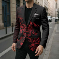 New Zealand Lawn Bowls Custom Blazer Red Maori Warrior Tribal Silver Fern - Polynesian Pride