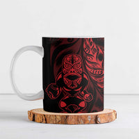 New Zealand Lawn Bowls Custom Ceramic Mug Red Maori Warrior Tribal Silver Fern - Polynesian Pride