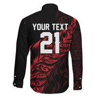 New Zealand Lawn Bowls Custom Family Matching Long Sleeve Bodycon Dress and Hawaiian Shirt Red Maori Warrior Tribal Silver Fern LT9 - Polynesian Pride