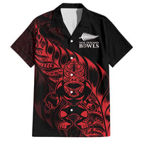 New Zealand Lawn Bowls Custom Family Matching Off Shoulder Maxi Dress and Hawaiian Shirt Red Maori Warrior Tribal Silver Fern LT9 Dad's Shirt - Short Sleeve Red - Polynesian Pride