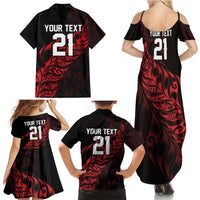 New Zealand Lawn Bowls Custom Family Matching Summer Maxi Dress and Hawaiian Shirt Red Maori Warrior Tribal Silver Fern LT9 - Polynesian Pride