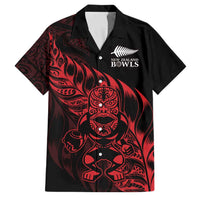 New Zealand Lawn Bowls Custom Family Matching Summer Maxi Dress and Hawaiian Shirt Red Maori Warrior Tribal Silver Fern LT9 Dad's Shirt - Short Sleeve Red - Polynesian Pride
