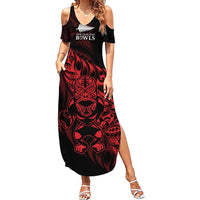 New Zealand Lawn Bowls Custom Family Matching Summer Maxi Dress and Hawaiian Shirt Red Maori Warrior Tribal Silver Fern - Polynesian Pride