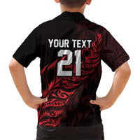 New Zealand Lawn Bowls Custom Family Matching Tank Maxi Dress and Hawaiian Shirt Red Maori Warrior Tribal Silver Fern LT9 - Polynesian Pride