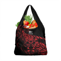 New Zealand Lawn Bowls Grocery Bag Red Maori Warrior Tribal Silver Fern - Polynesian Pride