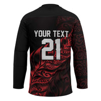 New Zealand Lawn Bowls Custom Hockey Jersey Red Maori Warrior Tribal Silver Fern - Polynesian Pride