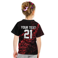 New Zealand Lawn Bowls Custom Kid T Shirt Red Maori Warrior Tribal Silver Fern LT9 - Polynesian Pride